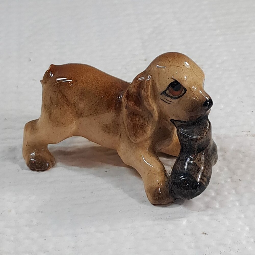 Vintage Hagen Renaker Cocker Spaniel Dog Shoe boot Figurine‎ Miniature mini READ